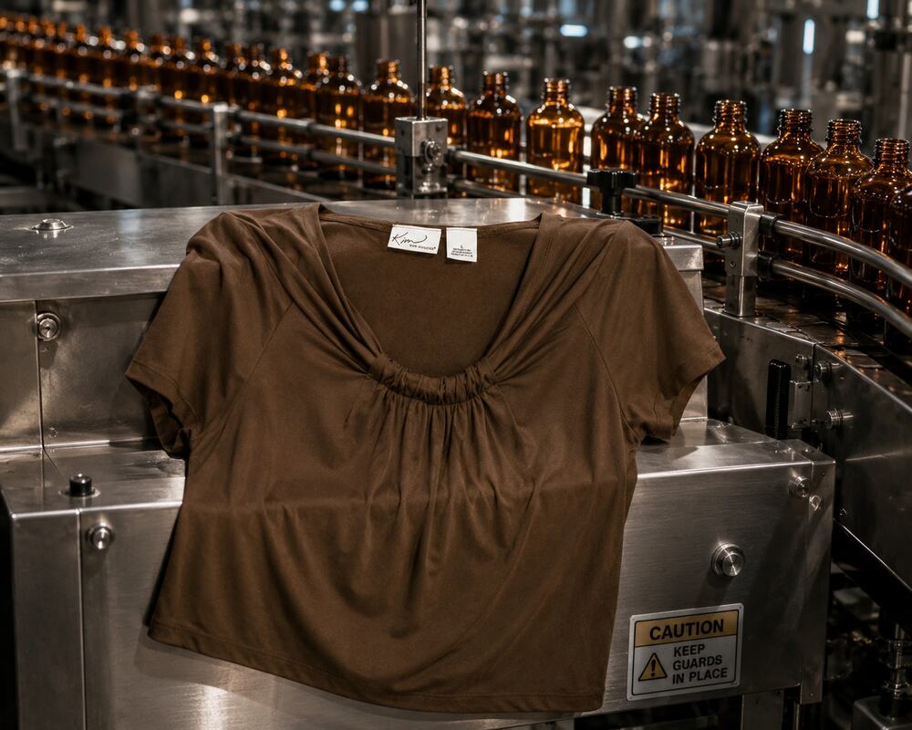 KIM Rogers Brown Ruched Neck Short Sleeve Blouse Top Large